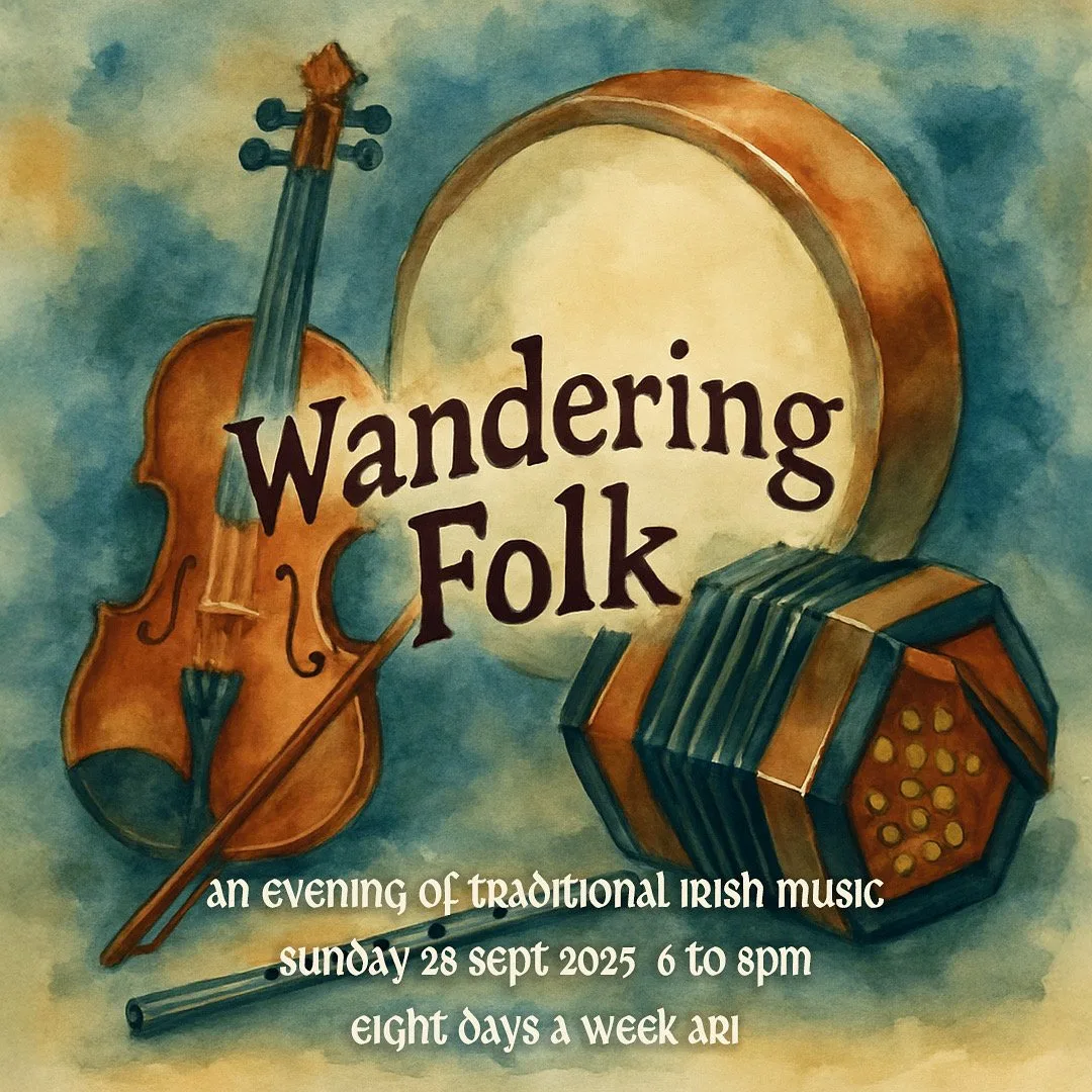 Wandering Folk performing at Eight Days a Week home bar