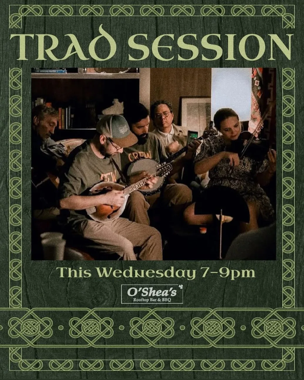 Trad Irish session on the O'Shea's rooftop