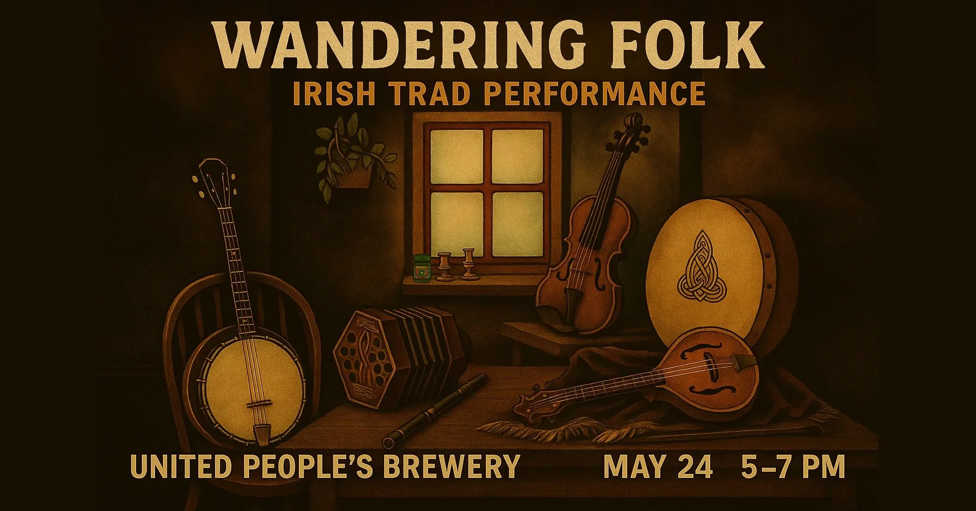 Wandering Folk performing at the United People's Brewery